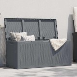 vidaXL Cutie de depozitare pentru grădină, gri, 270 L, PP ratan