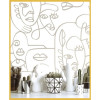 Noordwand Tapet &bdquo;Friends &amp; Coffee Line Art Faces&rdquo;, alb si metalic GartenMobel Dekor, vidaXL