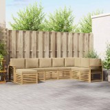vidaXL Set de canapele de exterior 8 pcs Alb și Bej 3392328