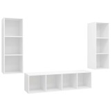 Cumpara ieftin Set de dulapuri TV, 3 piese, alb, lemn prelucrat