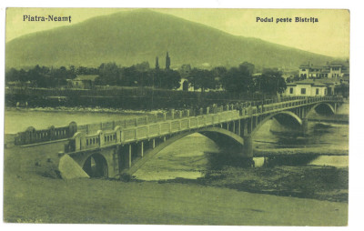 3326 - PIATRA NEAMT, Bridge over river Bistrita - old postcard - used - 1928 foto