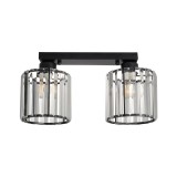 Plafoniera Esra PL2 Klausen Essential, Corp Iluminat Interior Metal Negru Sticla, 2xE27, Design Clasic, 17.5x35x13 cm, Eficienta Si Eleganta