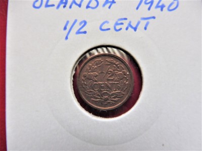 OLANDA - 1/2 CENT 1940 - WILHELMINA (237) foto