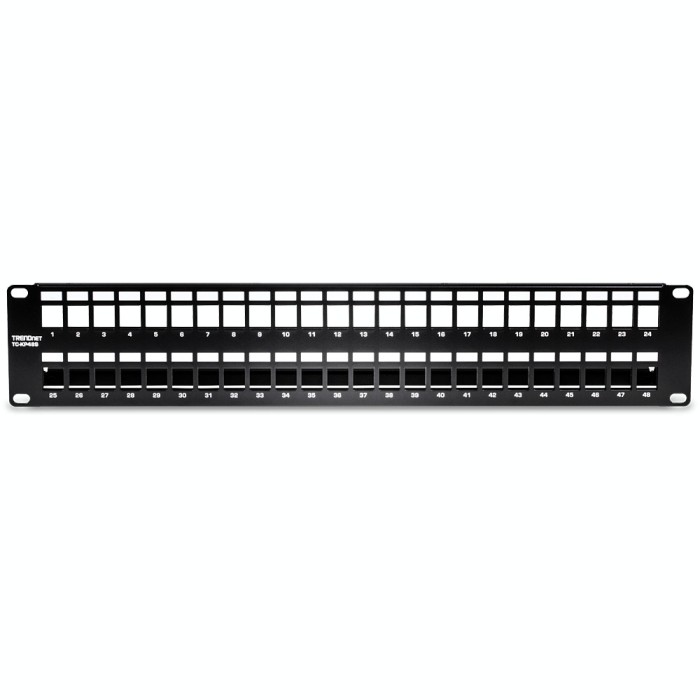 Patch Panel ecranat 48 porturi blank keystone 2U - TRENDnet TC-KP48S SafetyGuard Surveillance