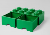 LEGO Cutii depozitare: Cutie depozitare LEGO 2x4 cu sertare, verde