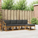 vidaXL Set de canapele de exterior cu pernă 5 pcs Natural și Antracit 3366270