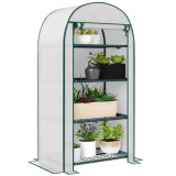 Outsunny Seră de grădină seră de balcon rezistentă la UV ușă rolo 4 rafturi acoperiș PE 80 x 50 x 160 cm alb | Aosom Romania