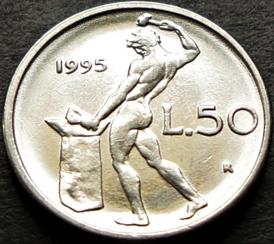 Moneda 50 LIRE - ITALIA, anul 1995 * cod 895 = UNC - modelul mic foto