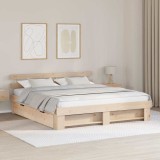 vidaXL Cadru de pat cu headboard Maro 180 x 200 cm Lemn masiv de pin