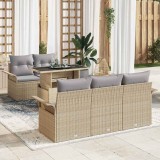 Cumpara ieftin Set de canapele pentru grădină cu pernă 6 pcs Bej Rattan poli