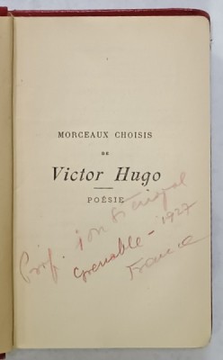 MORCEAUX CHOISIS de VICTOR HUGO , POESIE , 1925 , LEGATURA INTEGRALA PIELE foto
