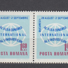 1967LP 654 AL XX-LEA CONGRES INTERNATIONAL AL LINGVISTILOR BUCURESTI PERECHE MNH