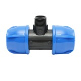 Teu compresiune 90&deg; cu filet exterior 32x32 mm x 3/4, PN16, pentru irigatii