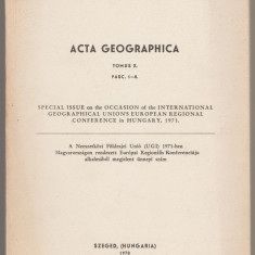 Acta Geographica - Tom X, Fasc. 1-8 / 1970 (lb. engleza)