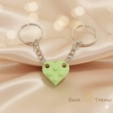 Cumpara ieftin Set 2 brelocuri , forma de inima completa, culoare verde deschis