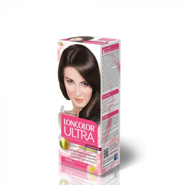 Vopsea de Par Permanenta LONCOLOR Ultra 4, 100 ml, Castaniu Mediu, Vopsea de Par LONCOLOR, Vopsea de Par Castanie, Vopsea Castaniu Mediu de Par, Produ