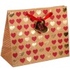 Punga Cadou Kraft Inimi Maro/Rosu/Auriu 23x18x10cm, Hartie, Design Cu Model, Diverse Ocazii