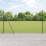 VidaXL Gard Euro cu 7 st&acirc;lpi cu flanșă 1.4x10 m din oțel galvanizat