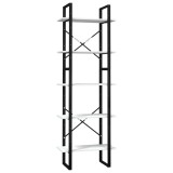 Cumpara ieftin Biblioteca cu 5 rafturi, alb, 60x30x175 cm, lemn masiv de pin