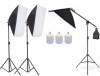 Kit 3 softbox cu macara si 3x bec LED 50W, Negru, Oem