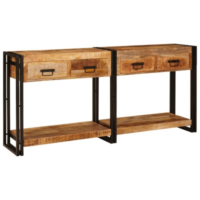 vidaXL Mese consolă 2 pcs Maro 160 x 33 x 75 cm Lemn de Acacia masiv foto