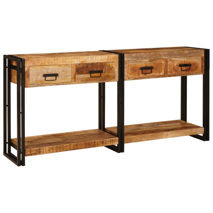 vidaXL Mese consolă 2 pcs Maro 160 x 33 x 75 cm Lemn de Acacia masiv