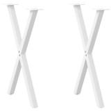 vidaXL Picioare de masă &icirc;n formă de X, 2 buc., alb, 57x(72-73) cm, oțel 4012913