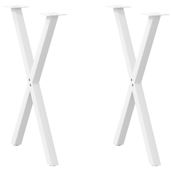 vidaXL Picioare de masă &icirc;n formă de X, 2 buc., alb, 57x(72-73) cm, oțel 4012913