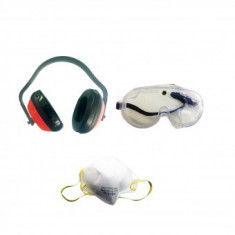 Set echipament de protectie, Strend Pro Safety, casti, ochelari, masca de protectie foto