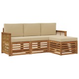 vidaXL Set de canapele de exterior cu pernă 4 pcs Natural și Bej 3384209