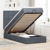 vidaXL Cadru de pat otoman cu saltele Gri &icirc;nchis 90x200cm catifea