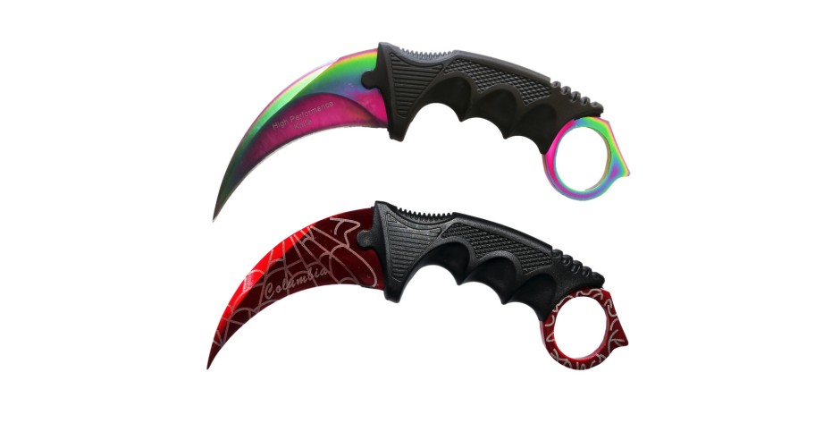 Set cutite Karambit CS:GO, multicolor si cutit karambit CS:GO, rosu ...