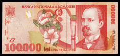 Romania, 100000 lei 1998_serie 002D3477246 * cod 10 foto