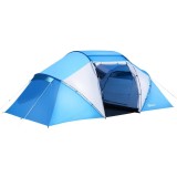 Cort camping, 6 persoane, impermeabil, cu 2 camere si vestibul, geanta, albastru si alb, 460x230x178 cm GartenVIP DiyLine, ART