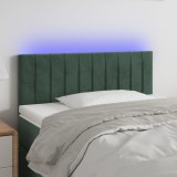 VidaXL Tăblie de pat cu LED, verde &icirc;nchis, 100x5x78/88 cm, catifea