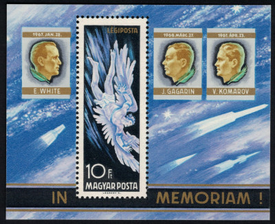 UNGARIA 1968 - Cosmonauti, In Memoriam / bloc MNH foto
