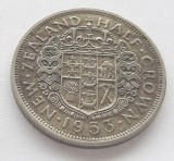368. Moneda Noua Zeelanda 1/2 crown 1953 (tiraj 120.000 buc), Australia si Oceania