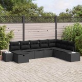 vidaXL Set de canapele pentru grădină cu pernă 8 pcs Negru Rattan poli 3360764