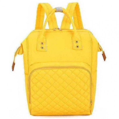 Rucsac multifunctional pentru mamici Bambinice Diamond, 30 L, impermeabil, captusit, bretele reglabile, Galben foto