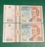 2 bancnote 1000 lei mai 1993 serie conserve H.0028 necirculate