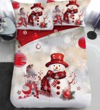 Cumpara ieftin Lenjerie Pat De Craciun O Persoana Sleepmas Cr068, Bumbac, 4 Piese, Cu Elastic, Imprimeu