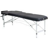 HOMCOM Pat de Masaj Pliabil cu &Icirc;nălțime Reglabilă, Pat Profesional pentru Masaj din Aluminiu, 215x60x61-84 cm, Negru | Aosom Romania