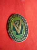 Insigna Asociatiilor Medicilor Veterinari din Romania , h=2,5cm ,metal si email