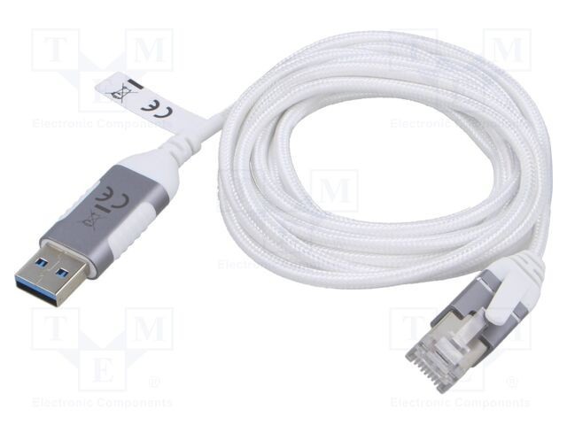 Cablu USB 3.0 RJ45 Goobay, 10m, alb, mufă A nichelată