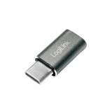ADAPTOR LOGILINK, pt. smartphone, USB 3.0, USB Type-C (T) la Micro-USB (M), argintiu, &quot;AU0041&quot; (timbru verde 0.08 lei)