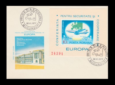 1977 Romania - FDC Conferinta pentru Securitate CSCE, colita nedantelata LP 939 foto