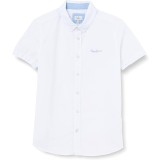 Camasa cu maneca scurta pentru baieti Pepe Jeans Misterton, alb, 14 ani, S, 164 - OUTLET