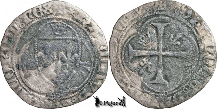 1436, Blanc &agrave; la Couronne - Carol al VII-lea - La Rochelle - Regatul Franței