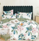 Lenjerie Pat Somn Bun Sf134, Bumbac, 4 Piese, Fara Elastic, Alb, Imprimeu