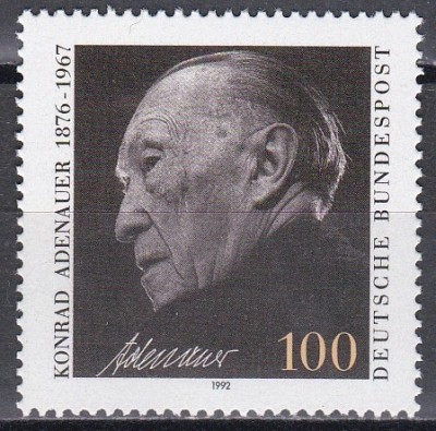 Germania 1992 - 25 de ani de la moartea cancelarului dr. Konrad Adenauer, MNH foto